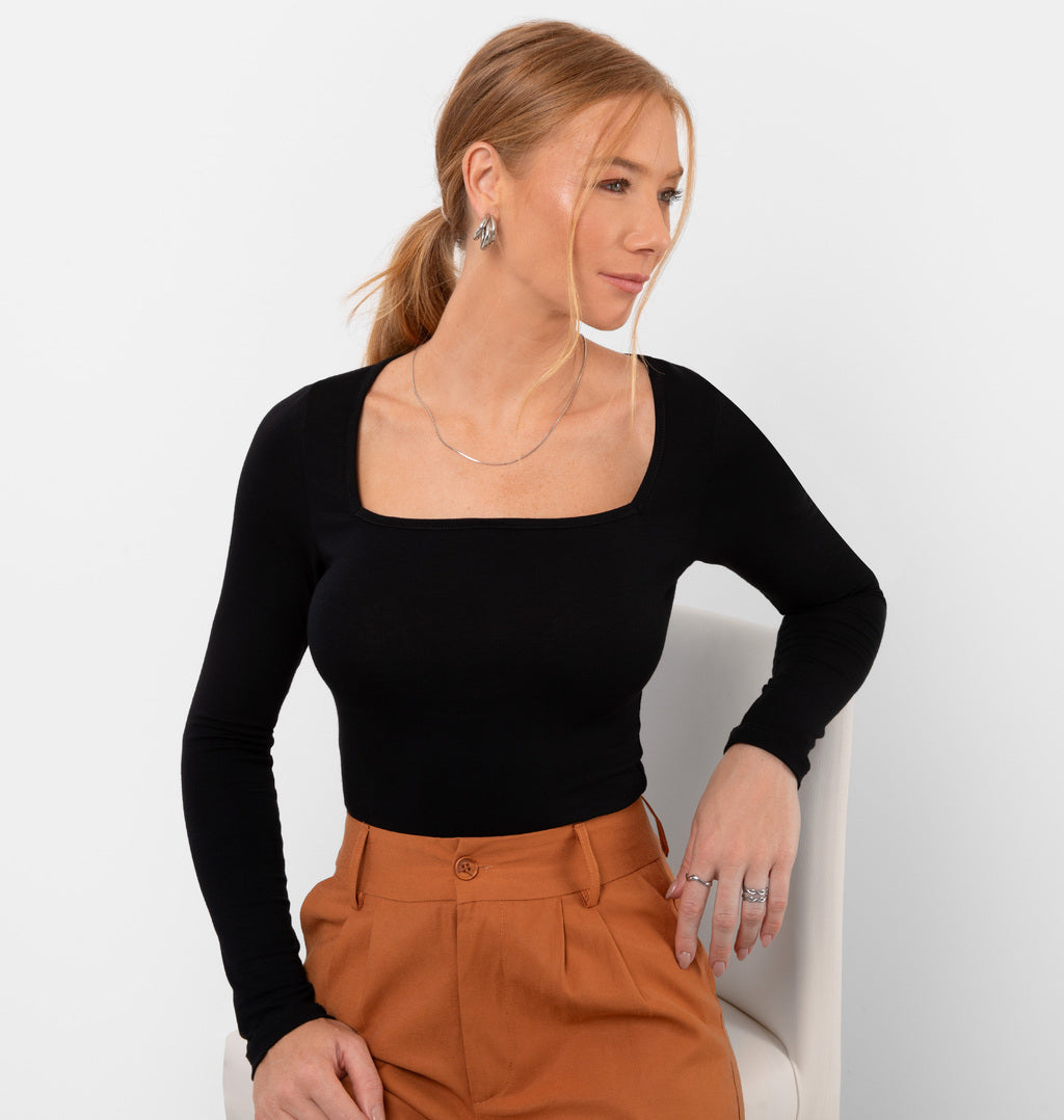 Blusa Básica De Decote Quadrado