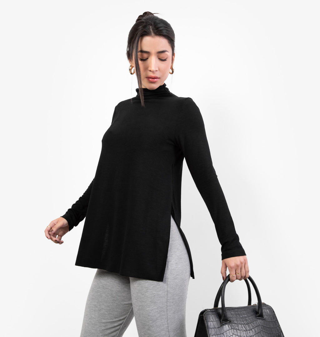 Blusa Alongada Com Fenda A Fio
