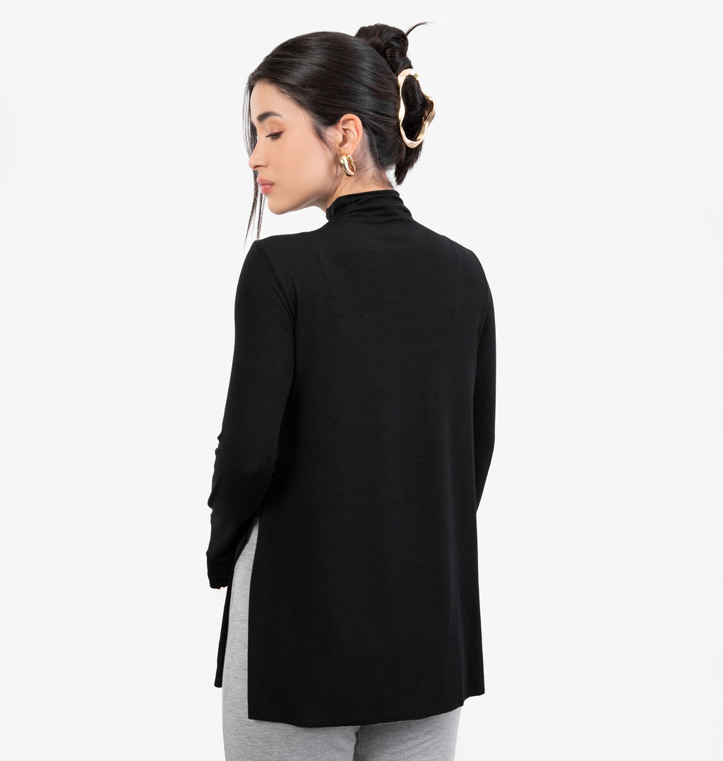 Blusa Alongada Com Fenda A Fio