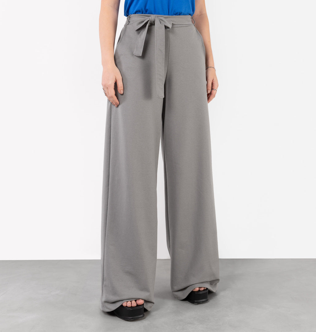 Calça Wide Leg Com Cinto Faixa