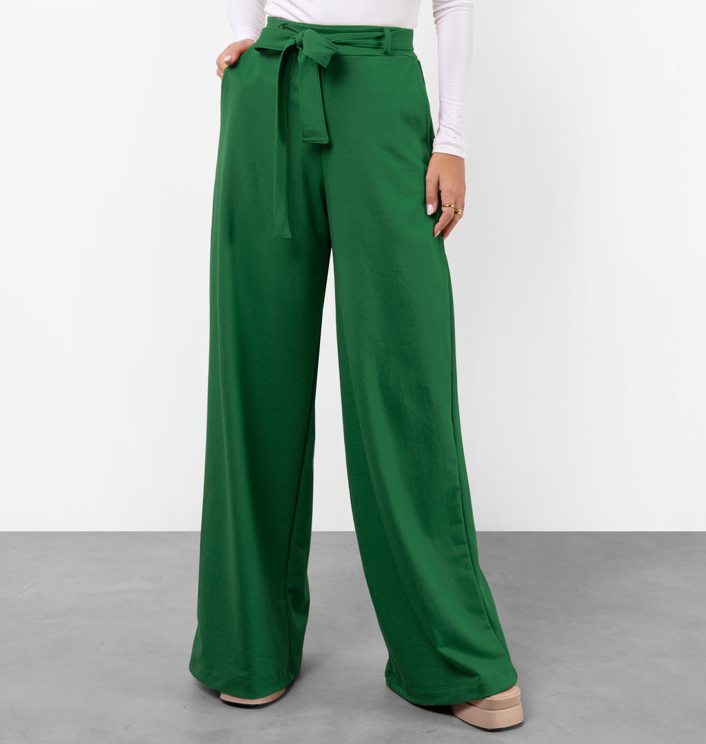 Calça Wide Leg Com Cinto Faixa