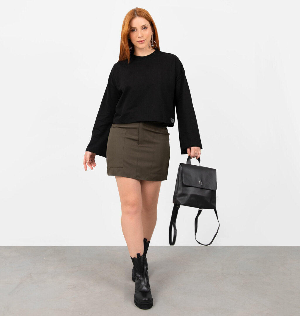 Blusão Cropped Manga Ampla A Fio