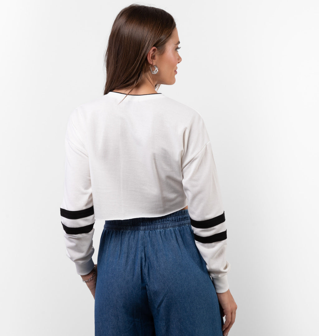 Blusão Cropped Over College A Fio