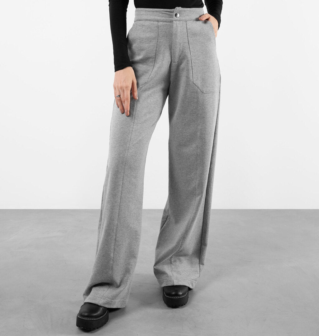 Calça Wide Leg Com Nervura