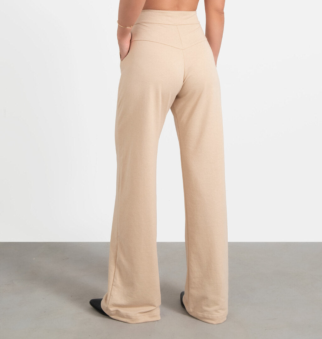 Calça Wide Leg Com Nervura