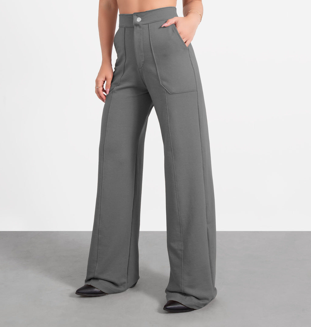 Calça Wide Leg Com Nervura