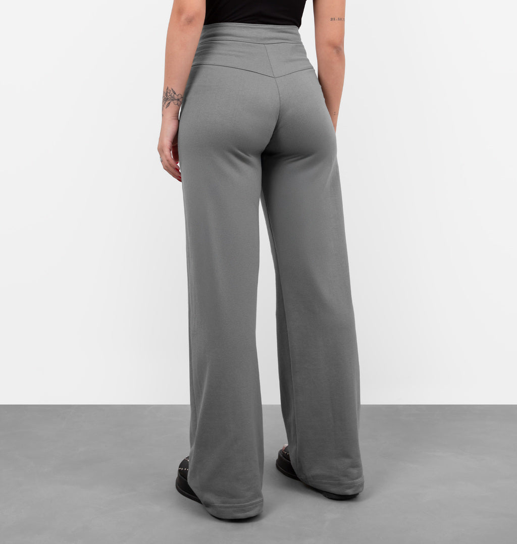 Calça Wide Leg Com Nervura