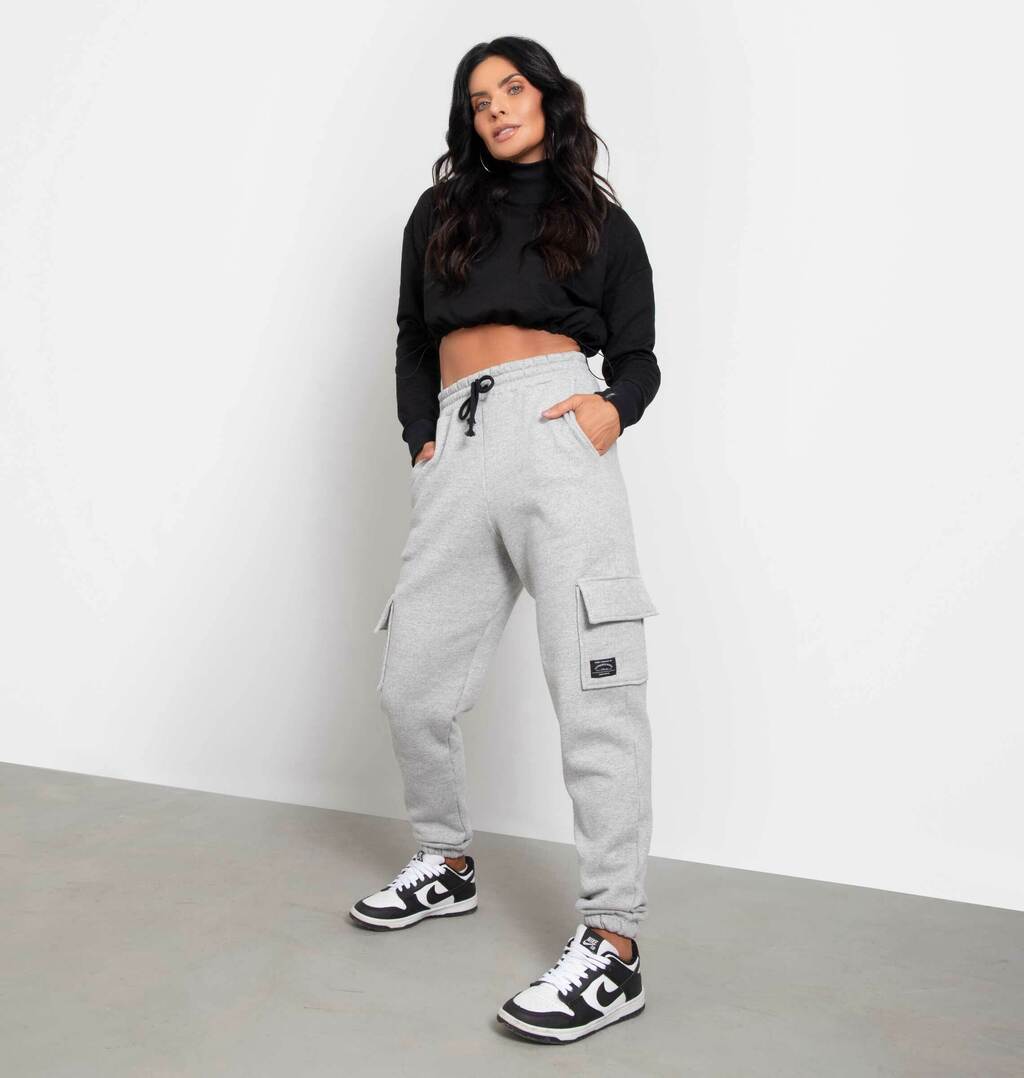 Calça Jogger Cargo De Moletom