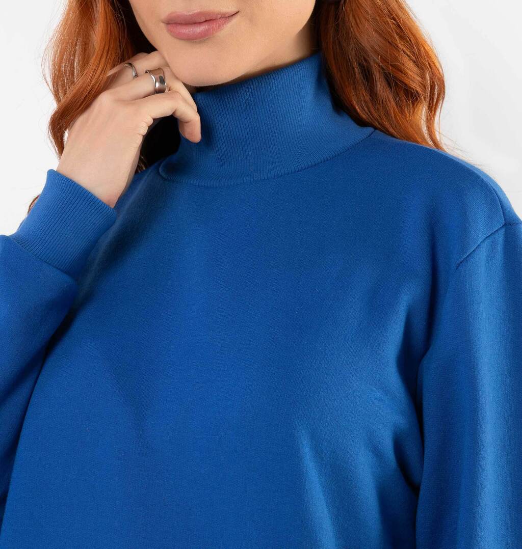Vestido Básico Peluciado Com Gola Alta