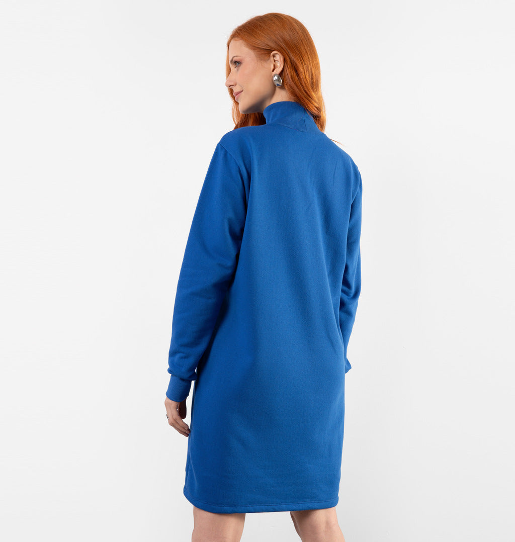 Vestido Básico Peluciado Com Gola Alta