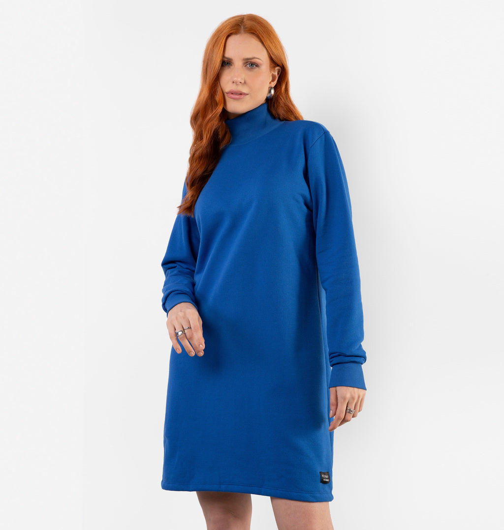 Vestido Básico Peluciado Com Gola Alta