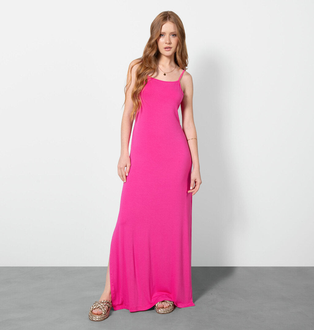 Vestido Longo Com Decote Reto