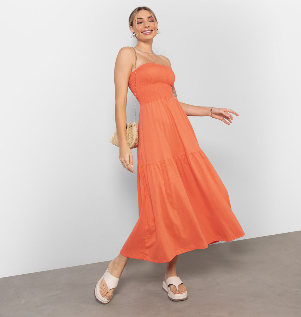 Vestido Midi Com Recorte Maria Tomara Que Caia