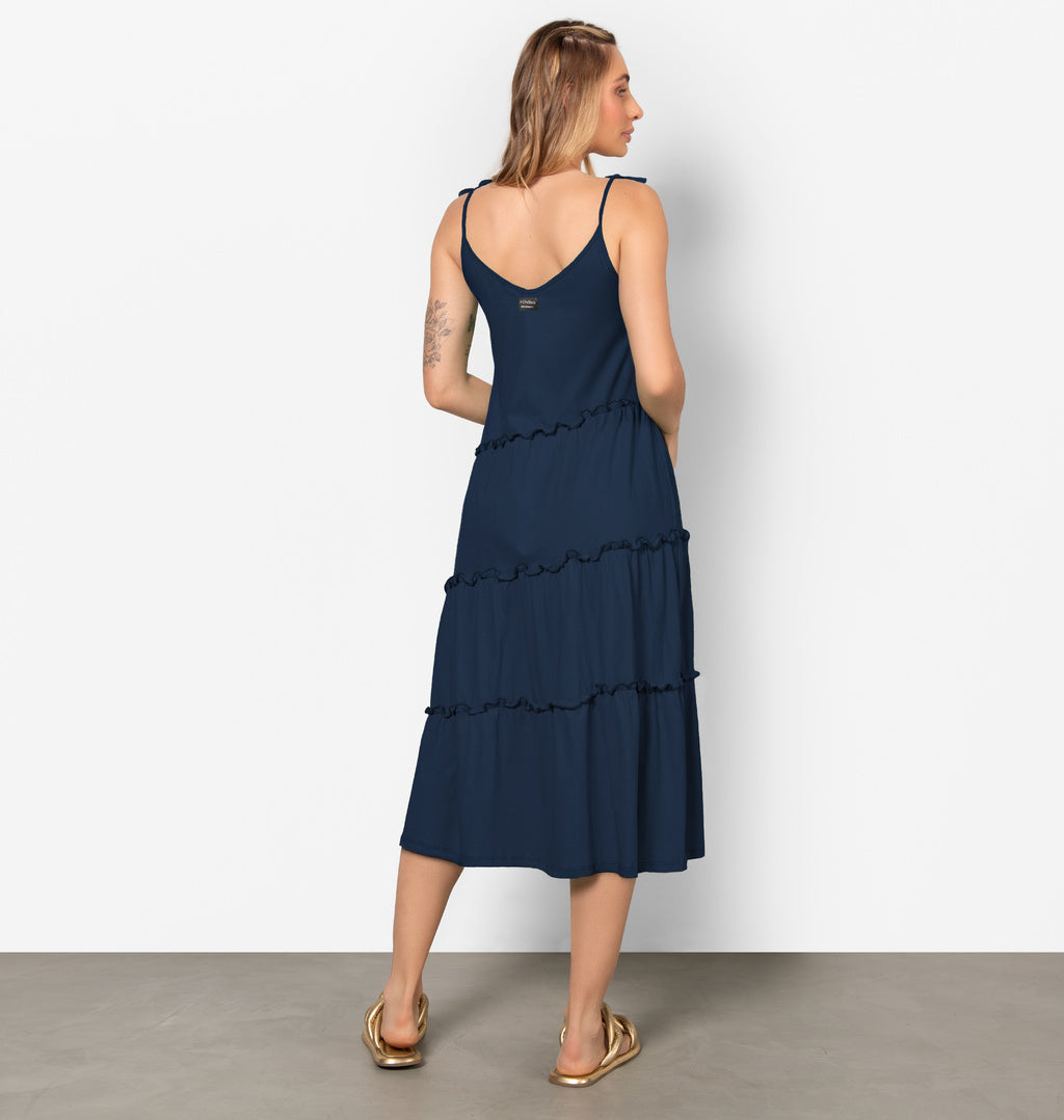 Vestido Midi Com Recorte Maria Assimétrico