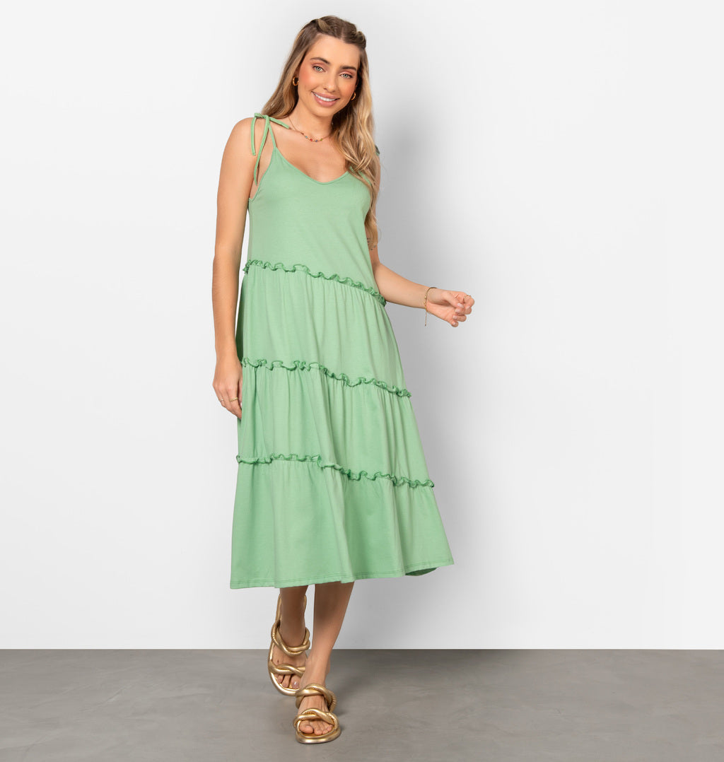 Vestido Midi Com Recorte Maria Assimétrico