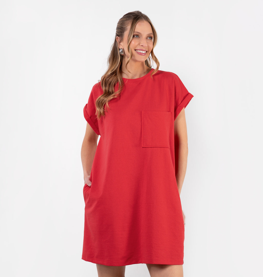 Vestido Tee Dress Curto Com Bolso