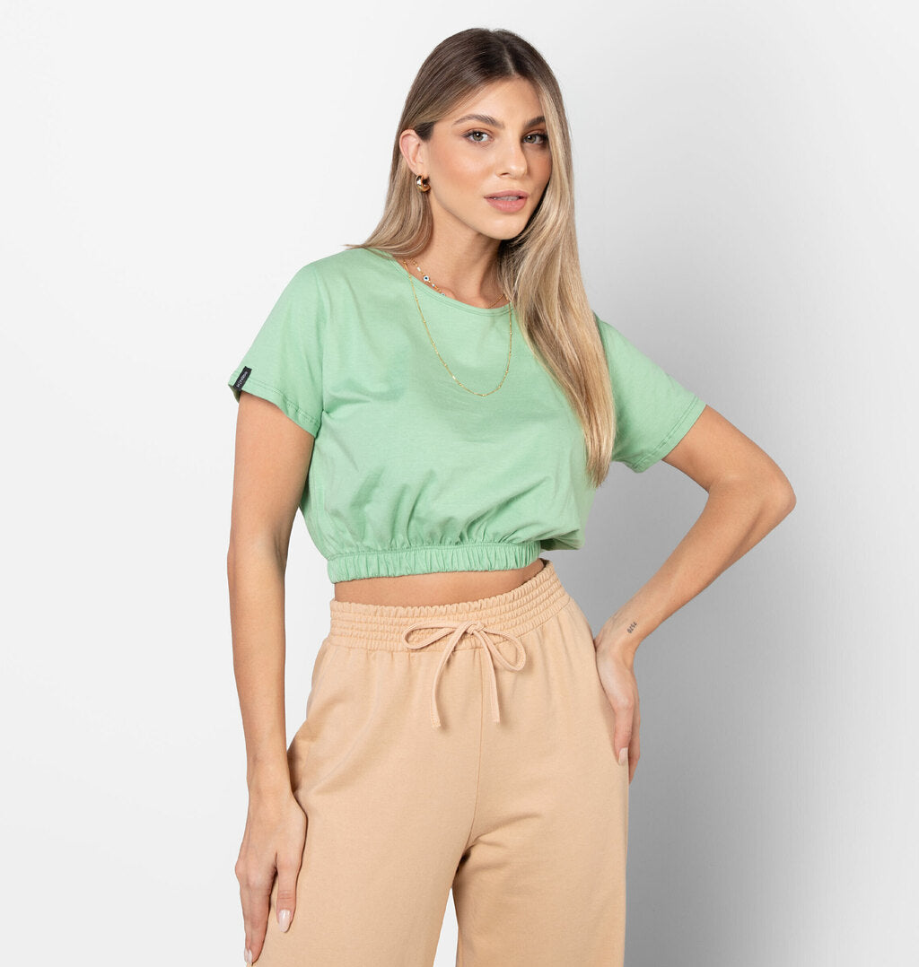 T-Shirt Over Blusê Em Meia Malha