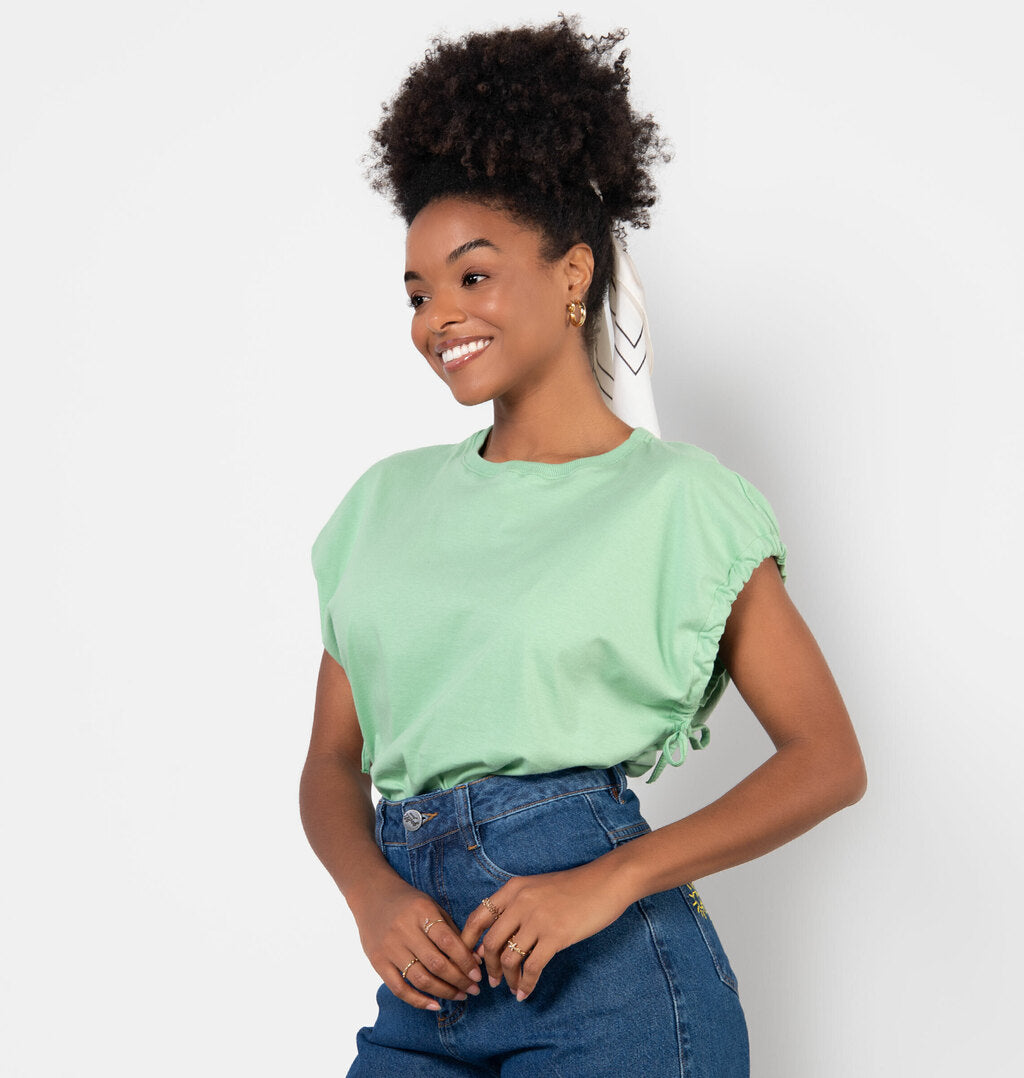 Blusa Muscle Tee Com Amarração Na Manga