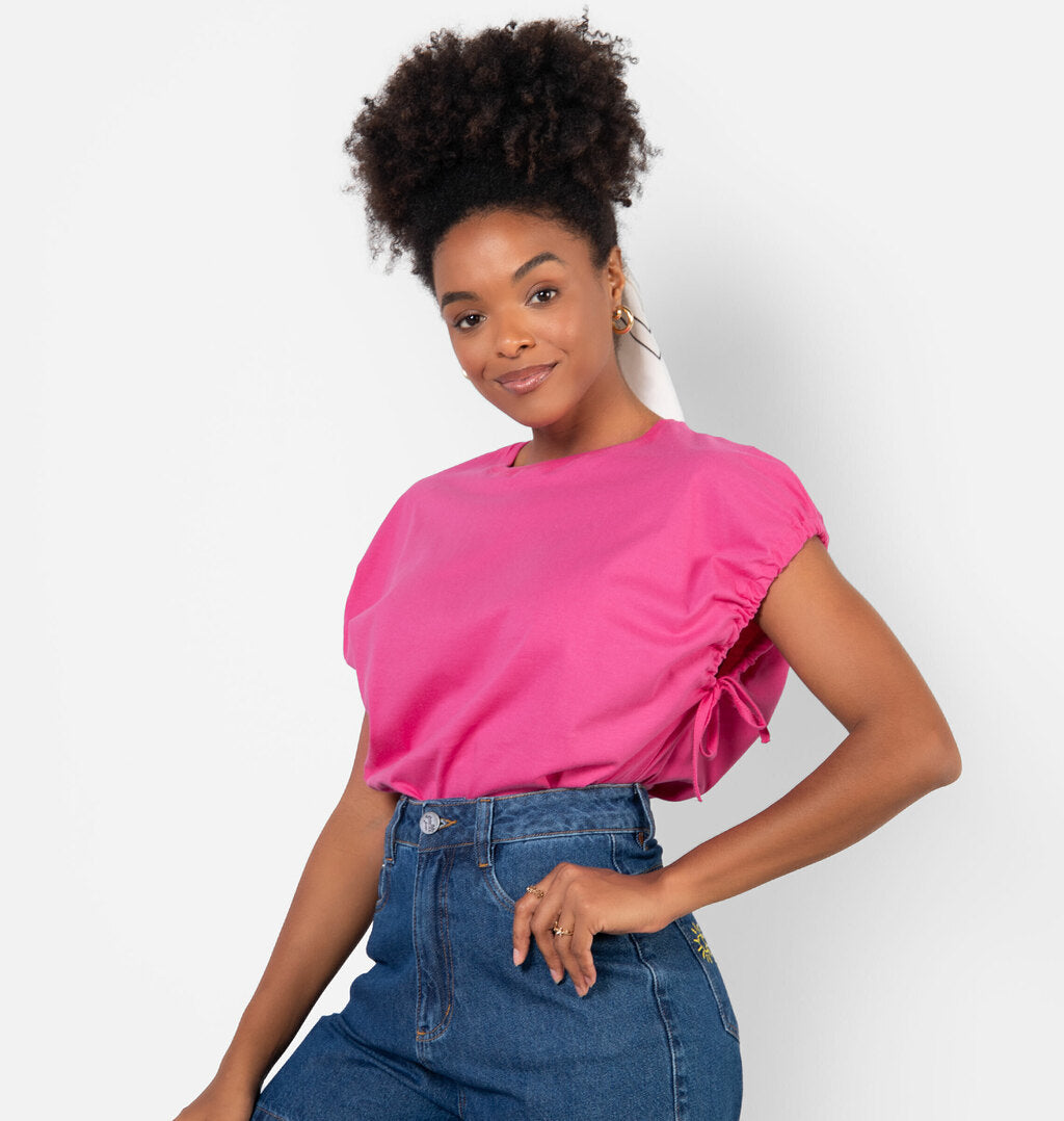 Blusa Muscle Tee Com Amarração Na Manga