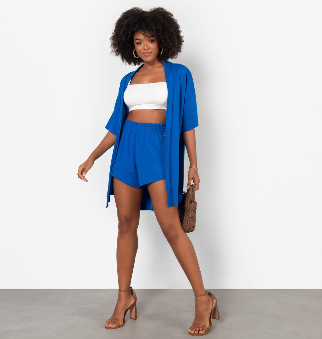 Kimono Amplo Com Abertura Pespontada
