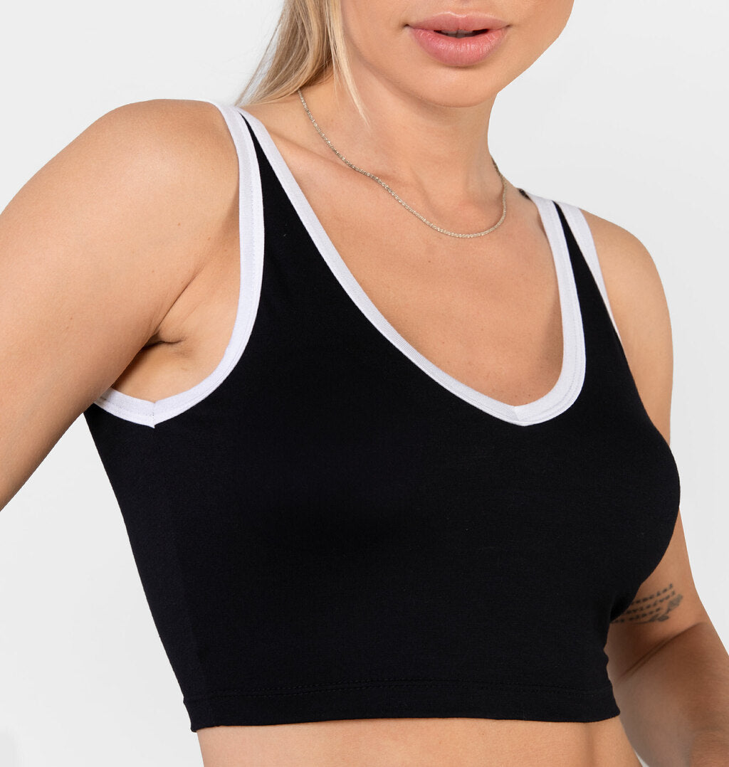 Top Bicolor Com Decote V