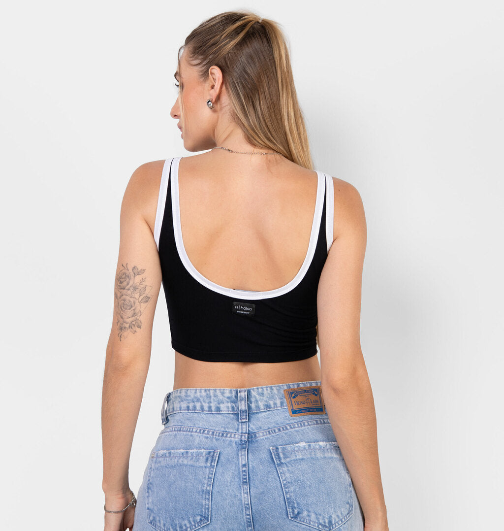 Top Bicolor Com Decote V