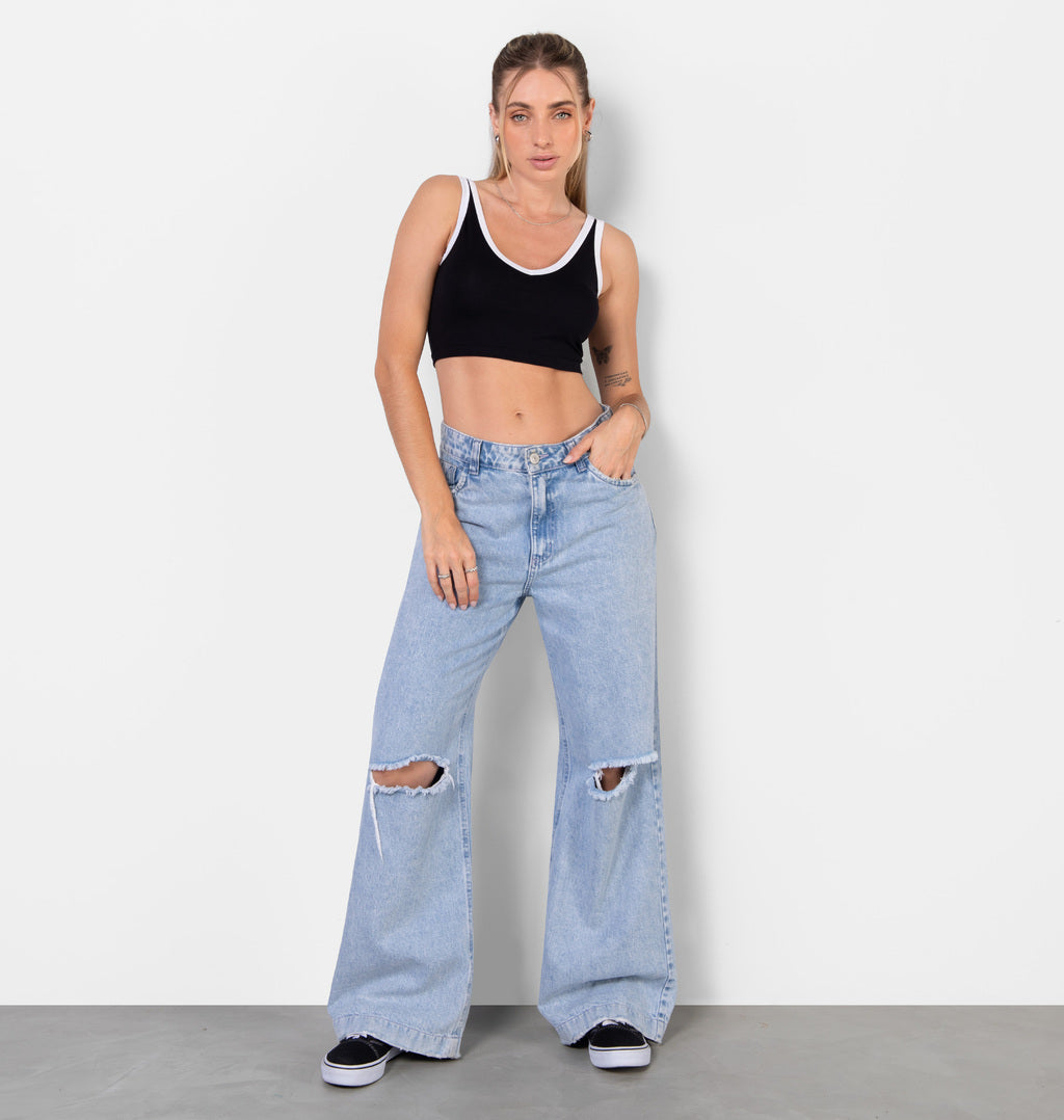 Top Bicolor Com Decote V