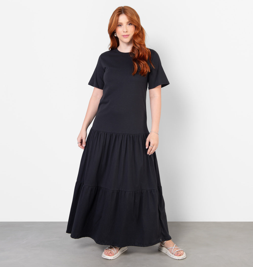 Vestido Tee Dress Longo Com Recorte Maria