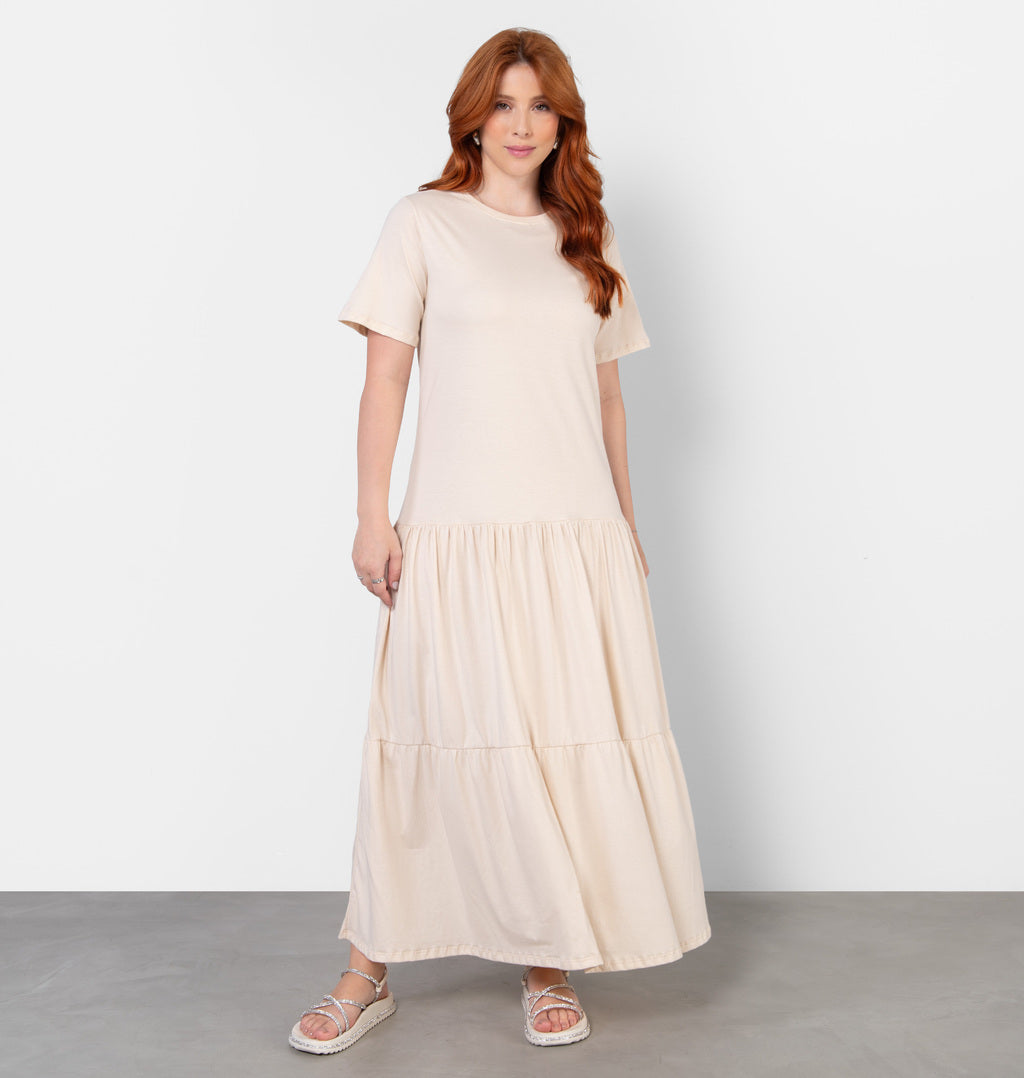 Vestido Tee Dress Longo Com Recorte Maria