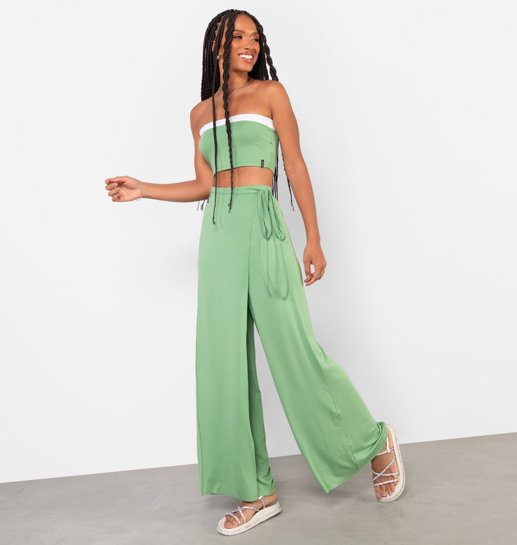 Calça Pareô Cropped Em Viscolycra