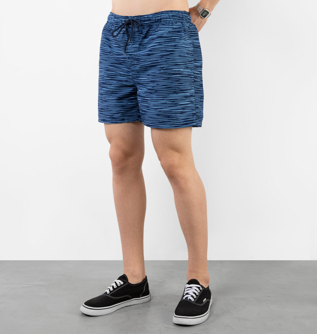Short Listrado Com Bolsos Laterais