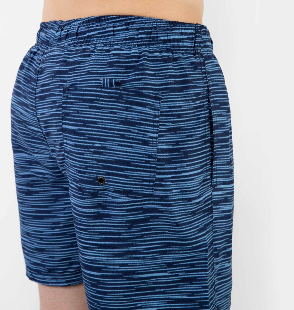 Short Listrado Com Bolsos Laterais