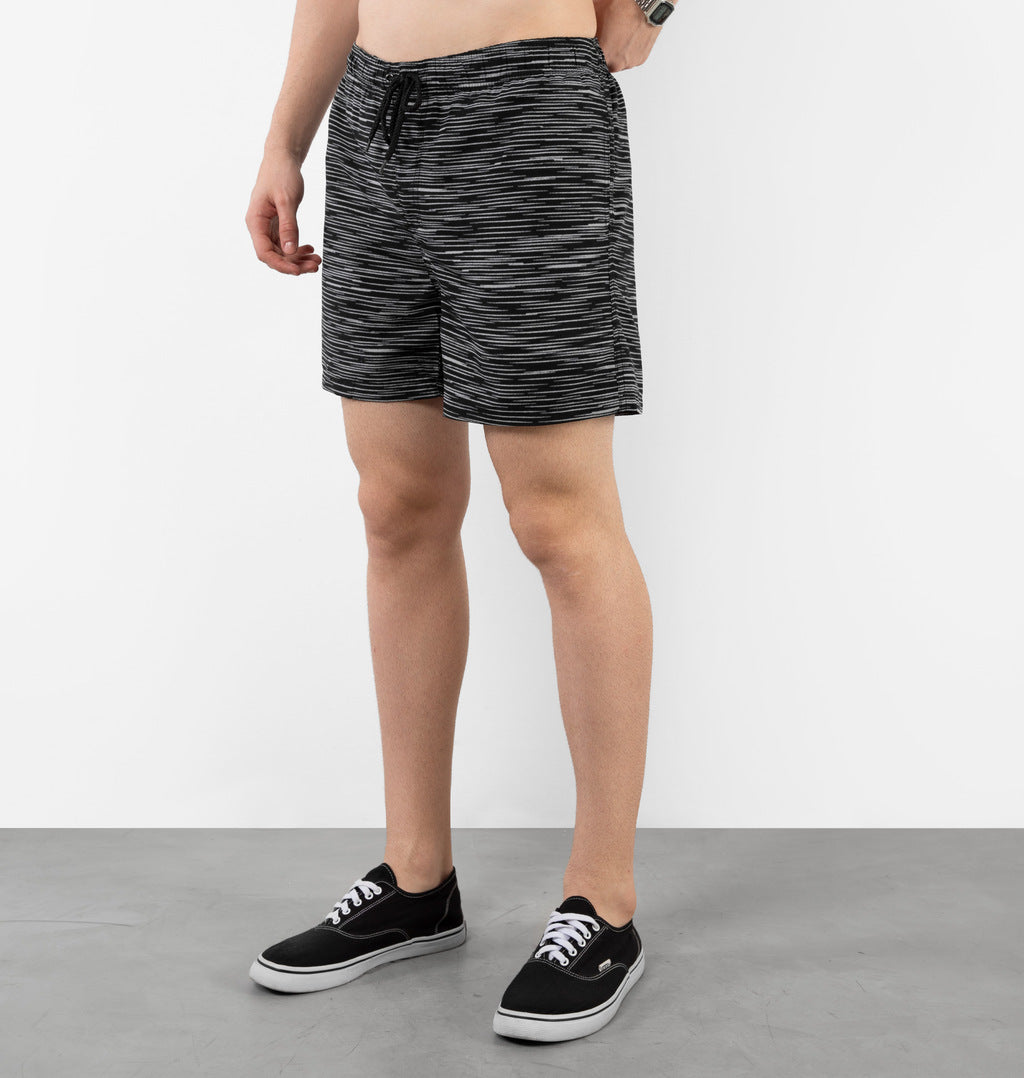 Short Listrado Com Bolsos Laterais