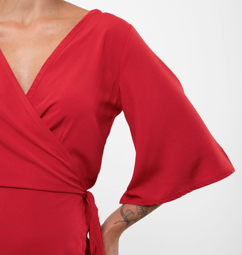 Vestido Midi Envelope Em Viscose