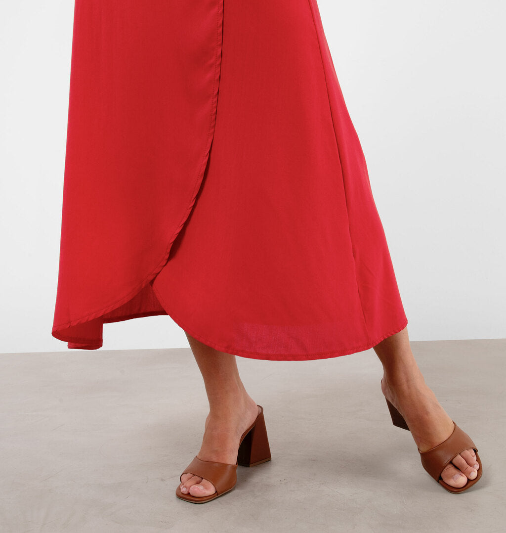 Vestido Midi Envelope Em Viscose