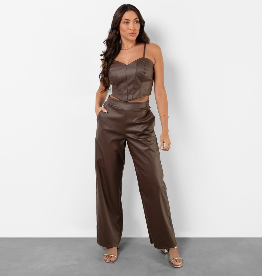 Blusa Cropped Em Couro Ecológico