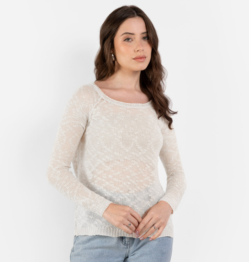 Blusa Manga Longa Em Tricot Com Lurex