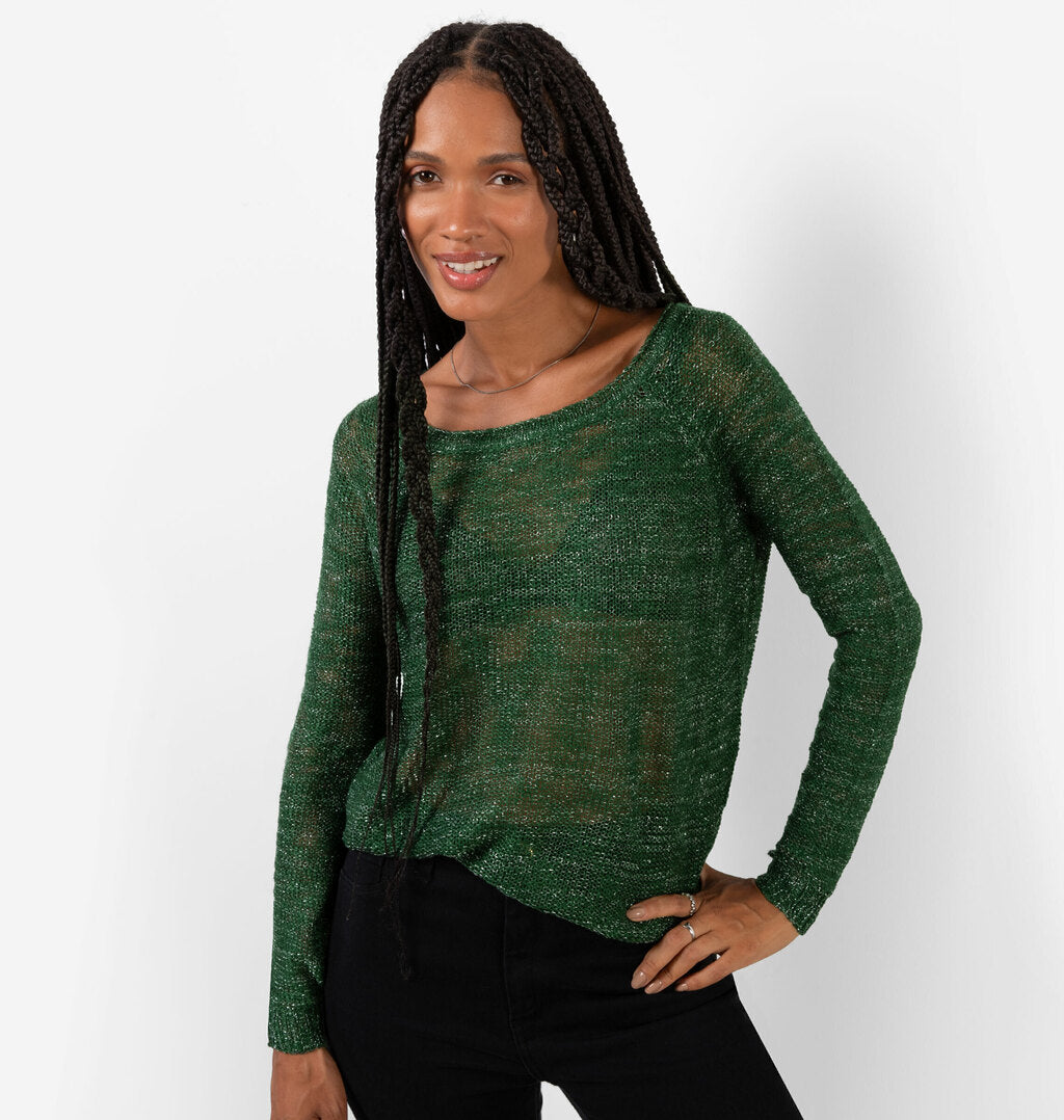 Blusa Manga Longa Em Tricot Com Lurex