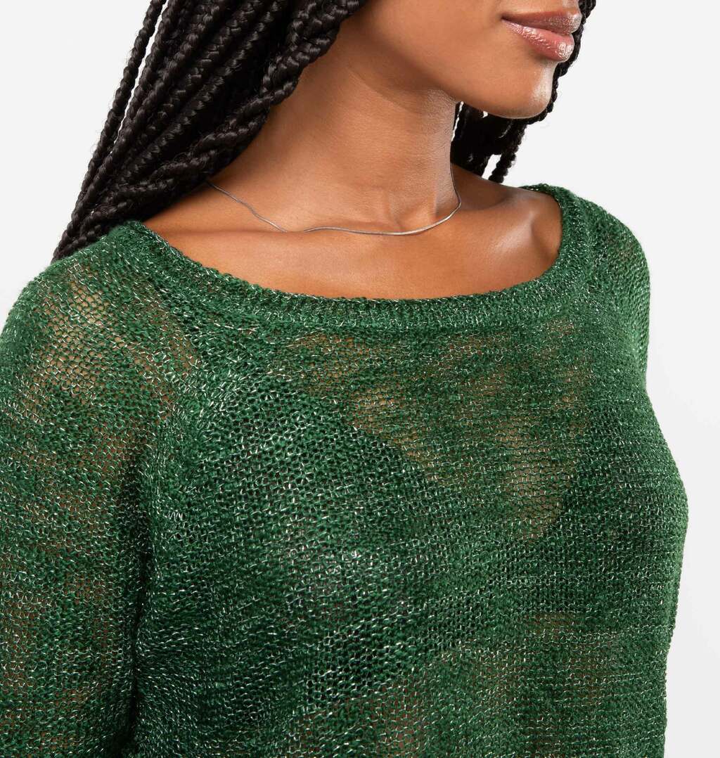 Blusa Manga Longa Em Tricot Com Lurex