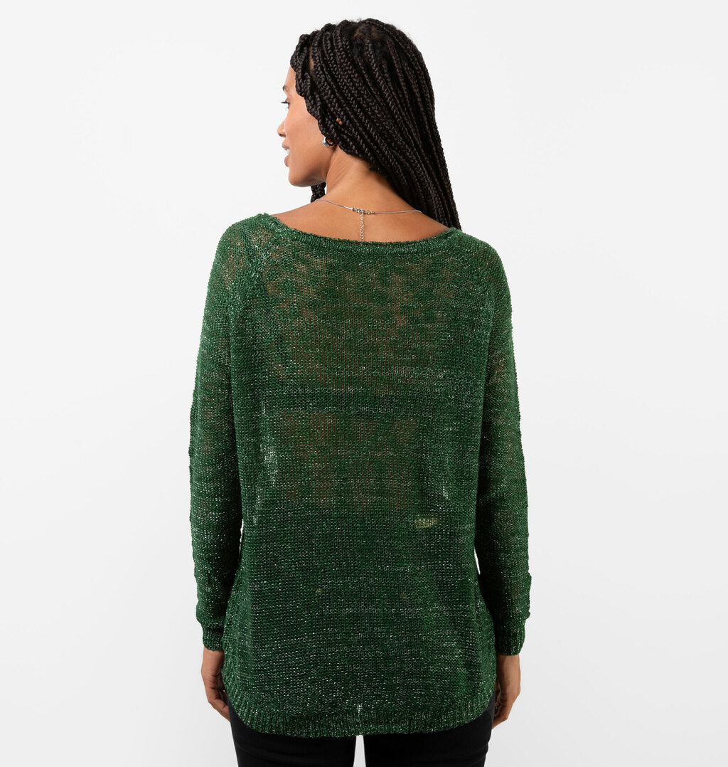 Blusa Manga Longa Em Tricot Com Lurex