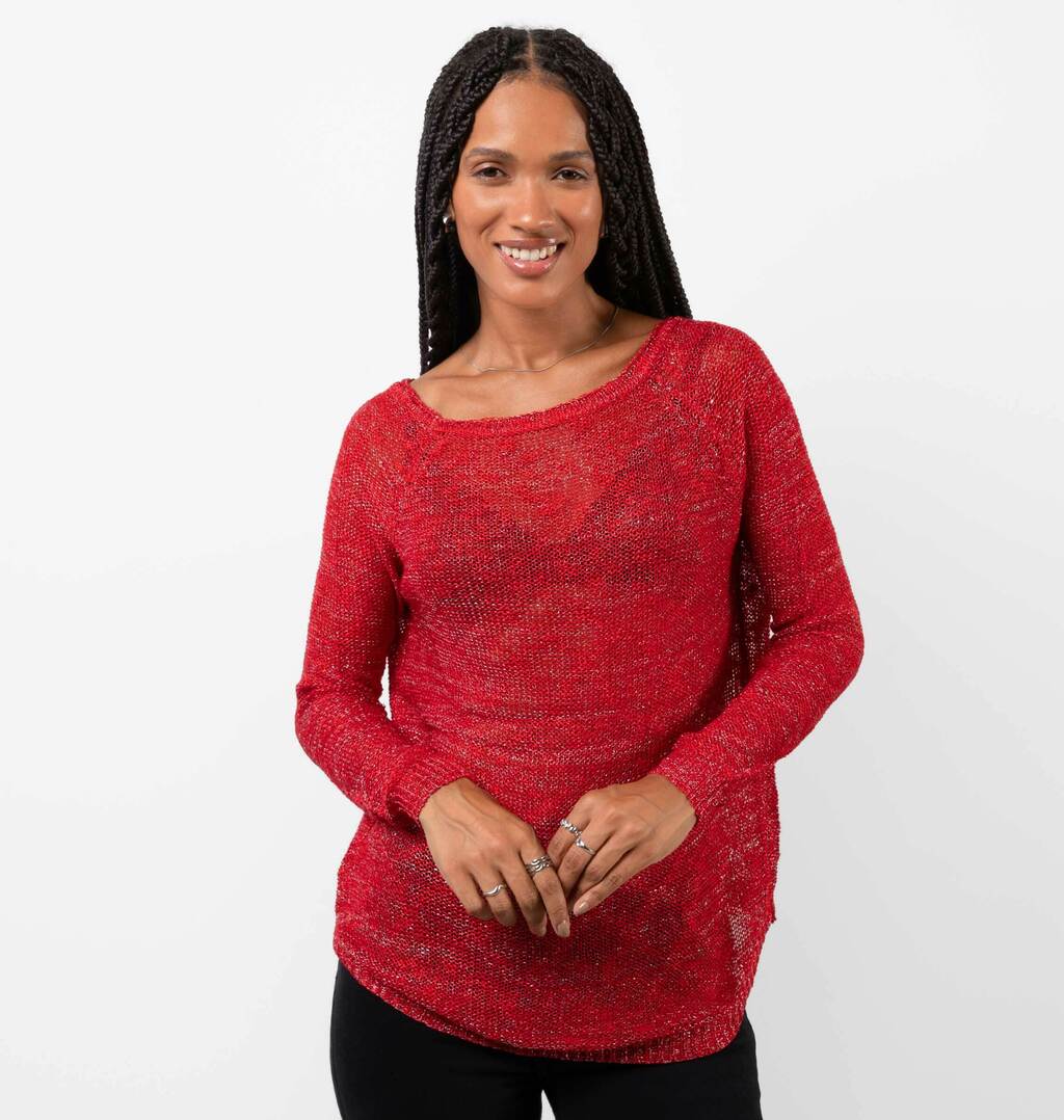 Blusa Manga Longa Em Tricot Com Lurex