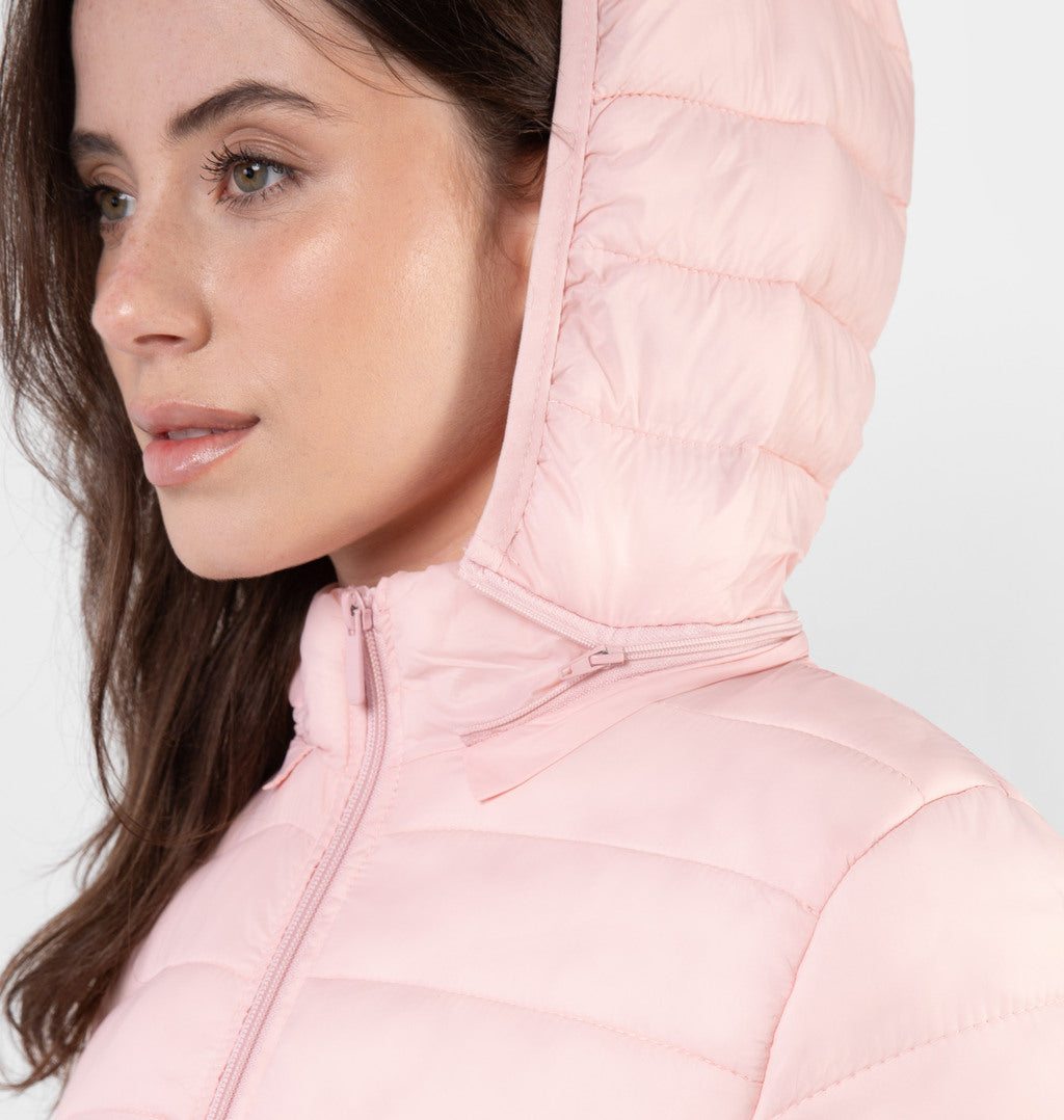 Jaqueta Puffer Com Bolsos E Capuz Removível