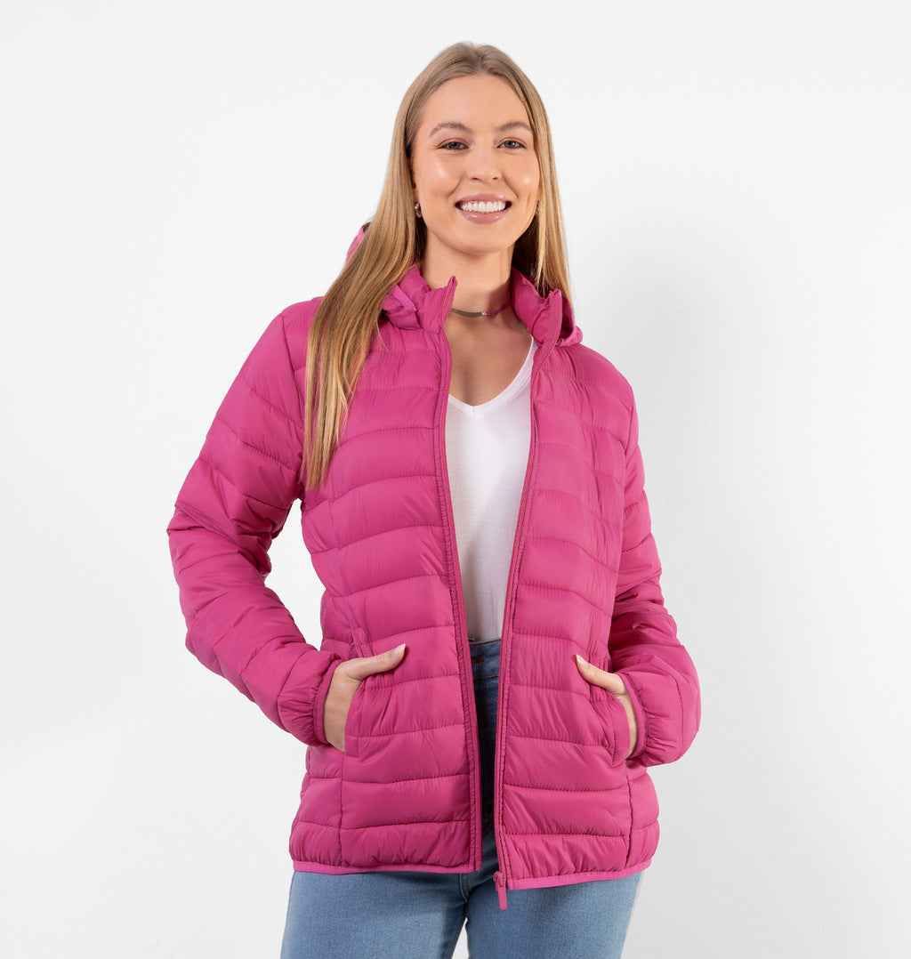 Jaqueta Puffer Com Bolsos E Capuz Removível