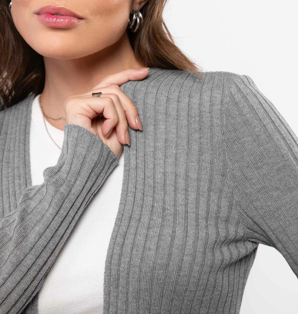 Cardigan Alongado Em Tricot Canelado