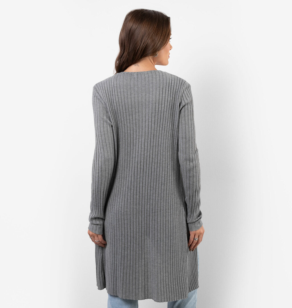 Cardigan Alongado Em Tricot Canelado