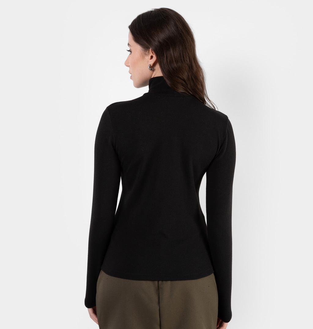 Blusa Manga Longa Com Gola Alta
