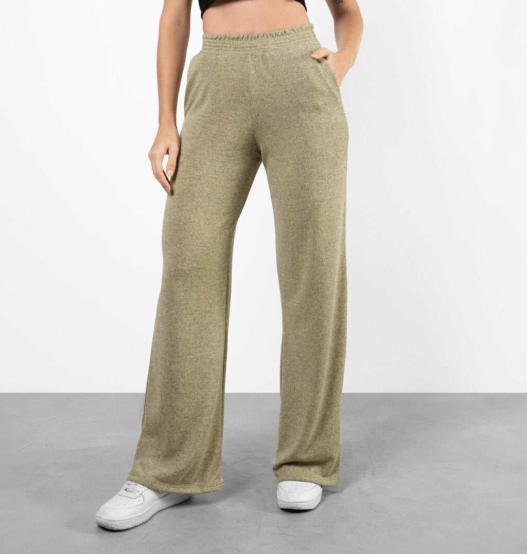 Calça Wide Leg Cós Com Elástico
