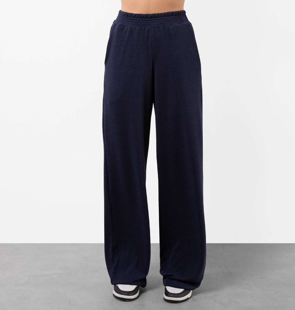 Calça Wide Leg Cós Com Elástico