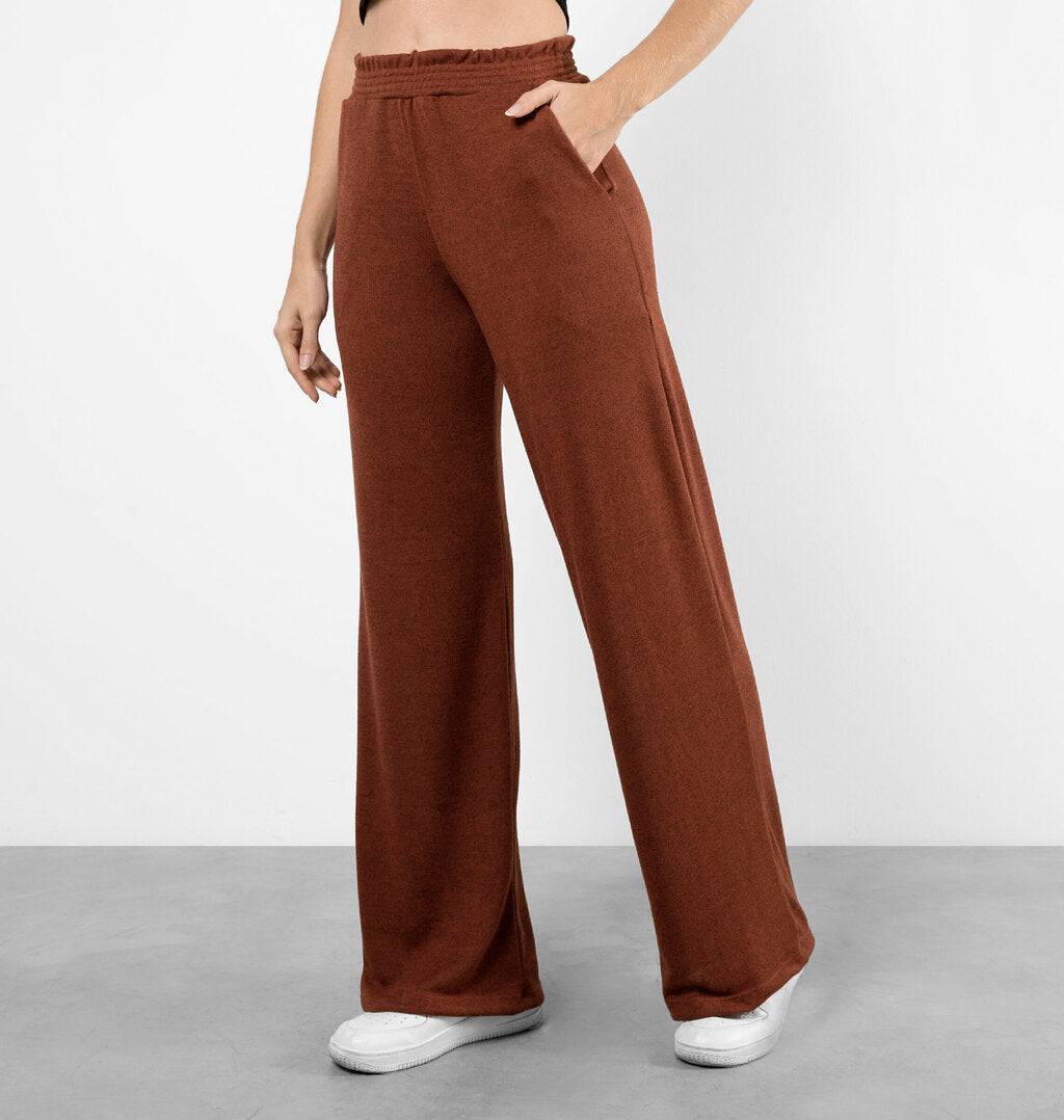 Calça Wide Leg Cós Com Elástico