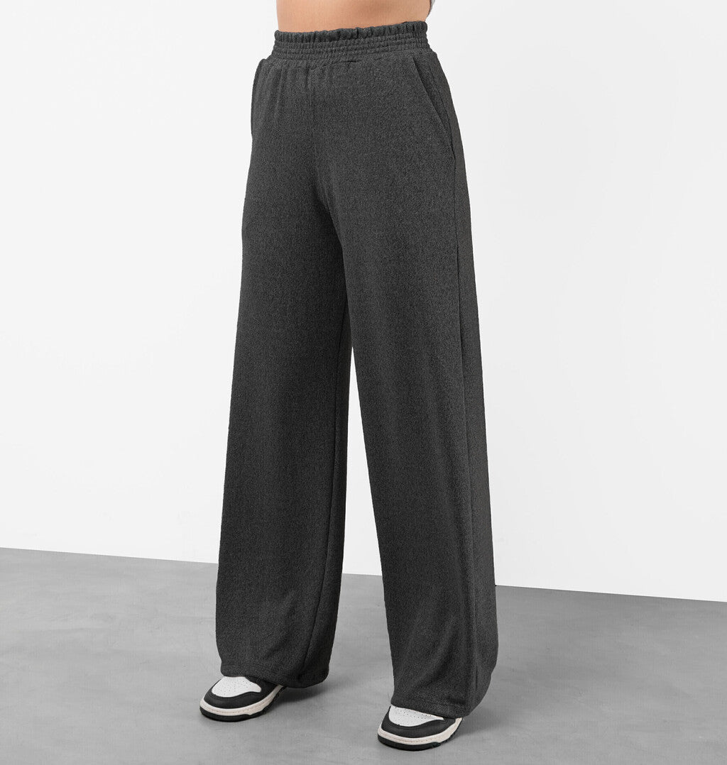 Calça Wide Leg Cós Com Elástico